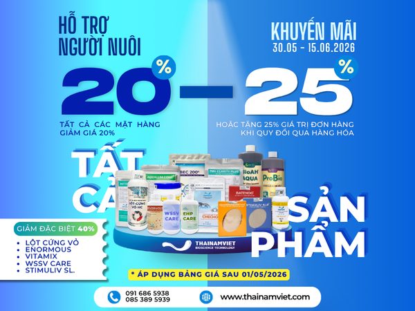 Khuyến mãi 20-25% hỗ trợ người nuôi thủy sản T6/2026